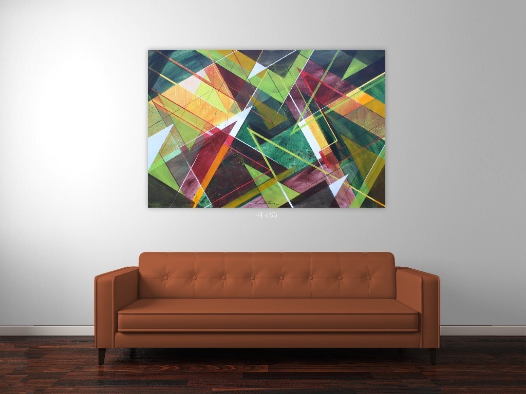 ShawNshawN Original painting HUGE 44×66 contemporary chaotic geometric art