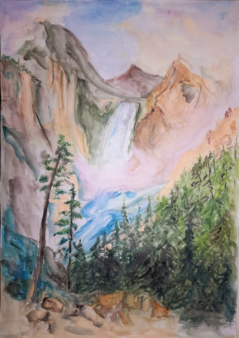 Arisa Strazds – «Waterfall» – paper/watercolor, 29×42 cm