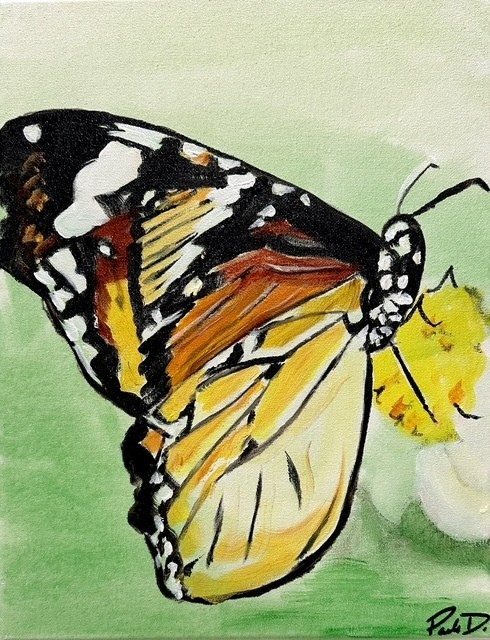 Abstract Expressionist Butterfly, Original 14×11 Canvas Signed Painting