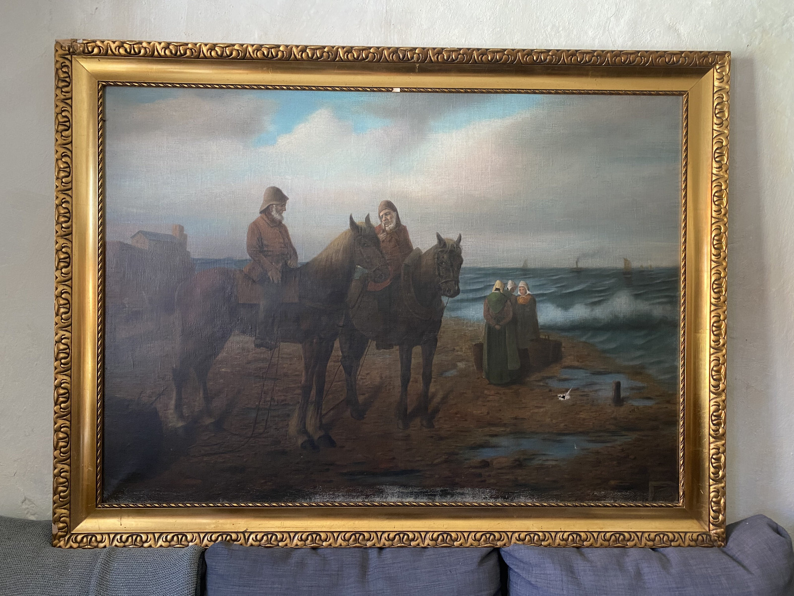 Horse Rider Beach Around 1880 For Restoration Very Large