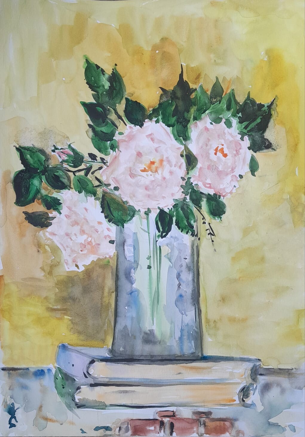 Arisa Strazds – «Retro» – floral paper/watercolor painting, 29×42 cm