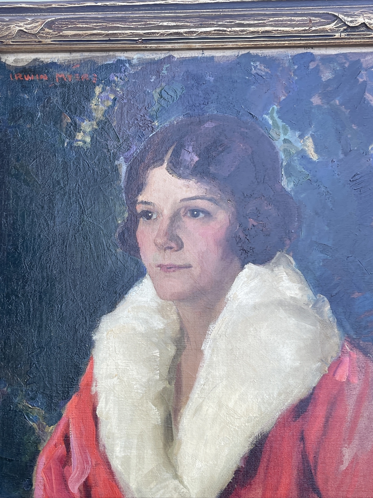 ANTIQUE PORTRAIT PAINTING FEMALE PRETTY WOMAN MODEL ART DECO IRWIN MYERS LISTED