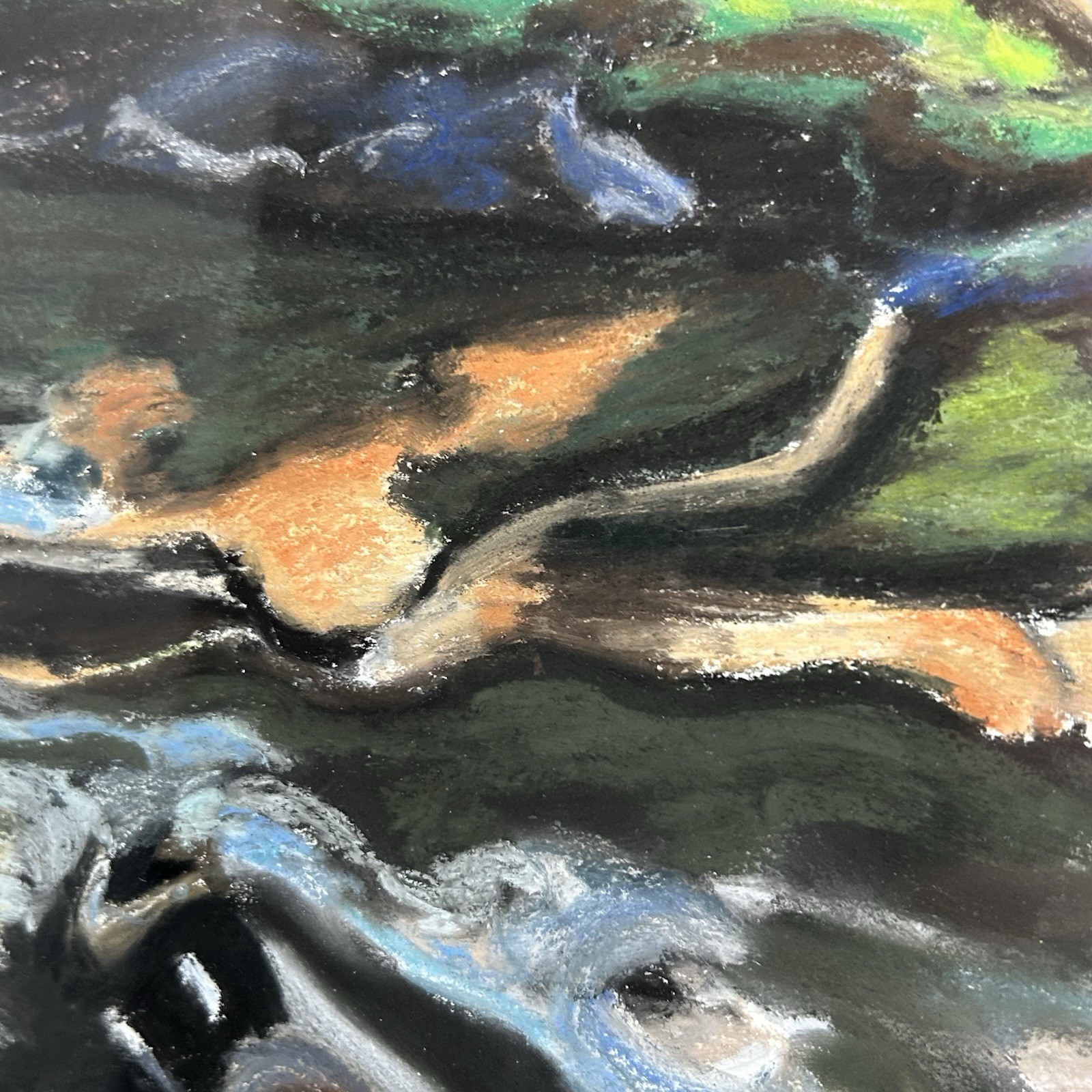 Jan Aronson Original Pastel on Paper “Summit Creek #1” 1994 Vintage Waterfall