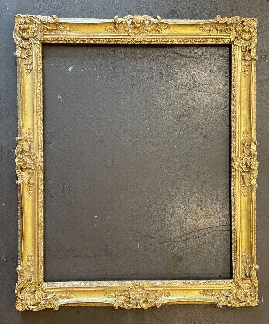 Louis XV -24″ x 30″ SOLID WOOD HAND CARVED PICTURE FRAME GILDED IN 22K GOLD LEAF