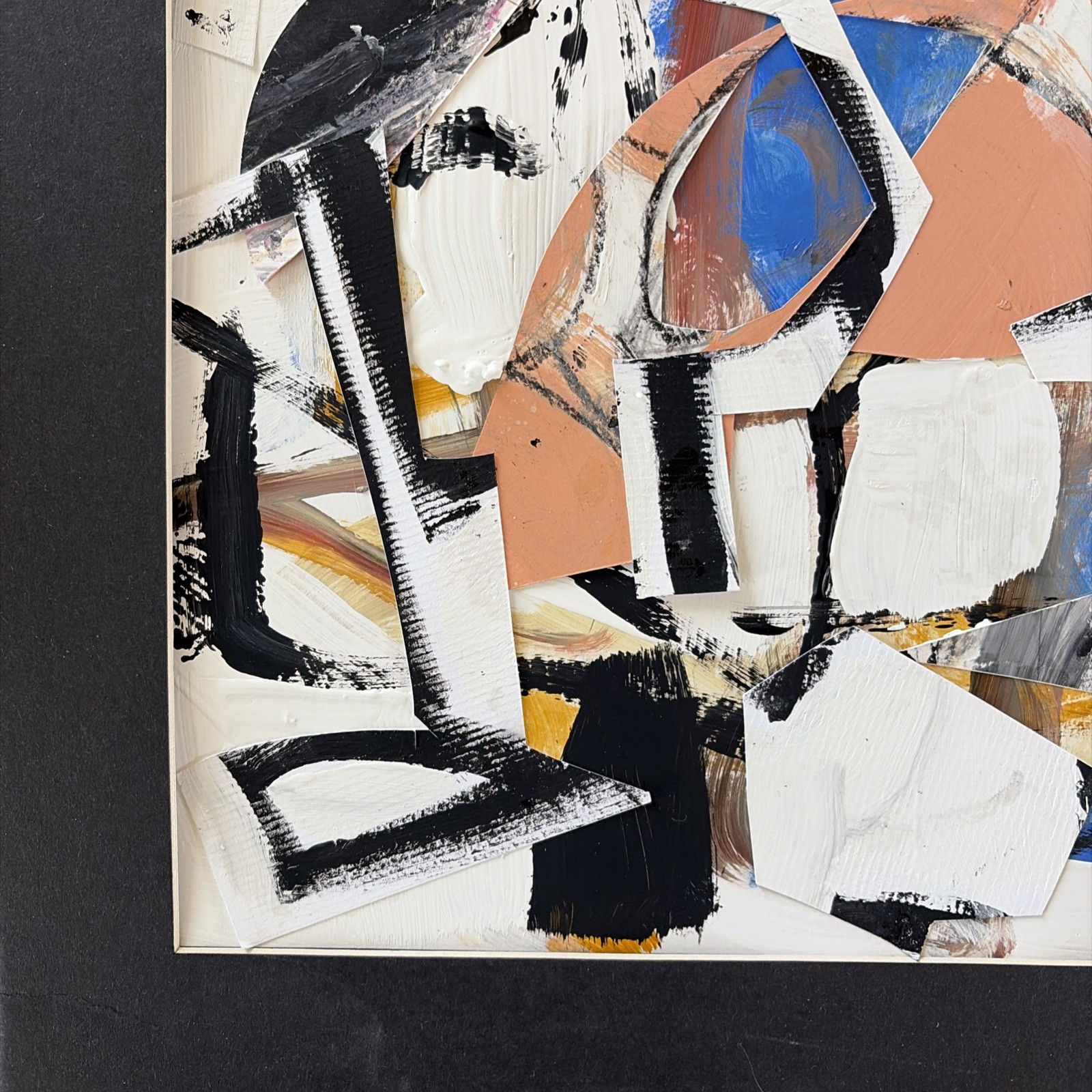 Beto Mejia Original Modernist Abstract Expressionist Art Painting Collage
