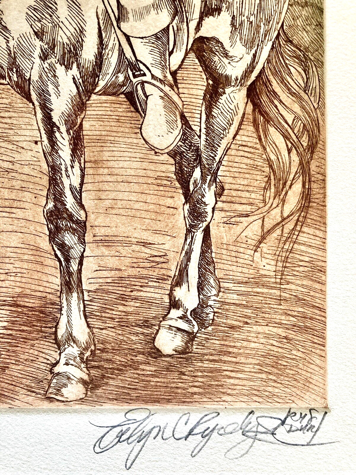 Vintage Evelyn Rysdyk Chivalry Woodblock Litho Art Quixote Horse Windmill Sun