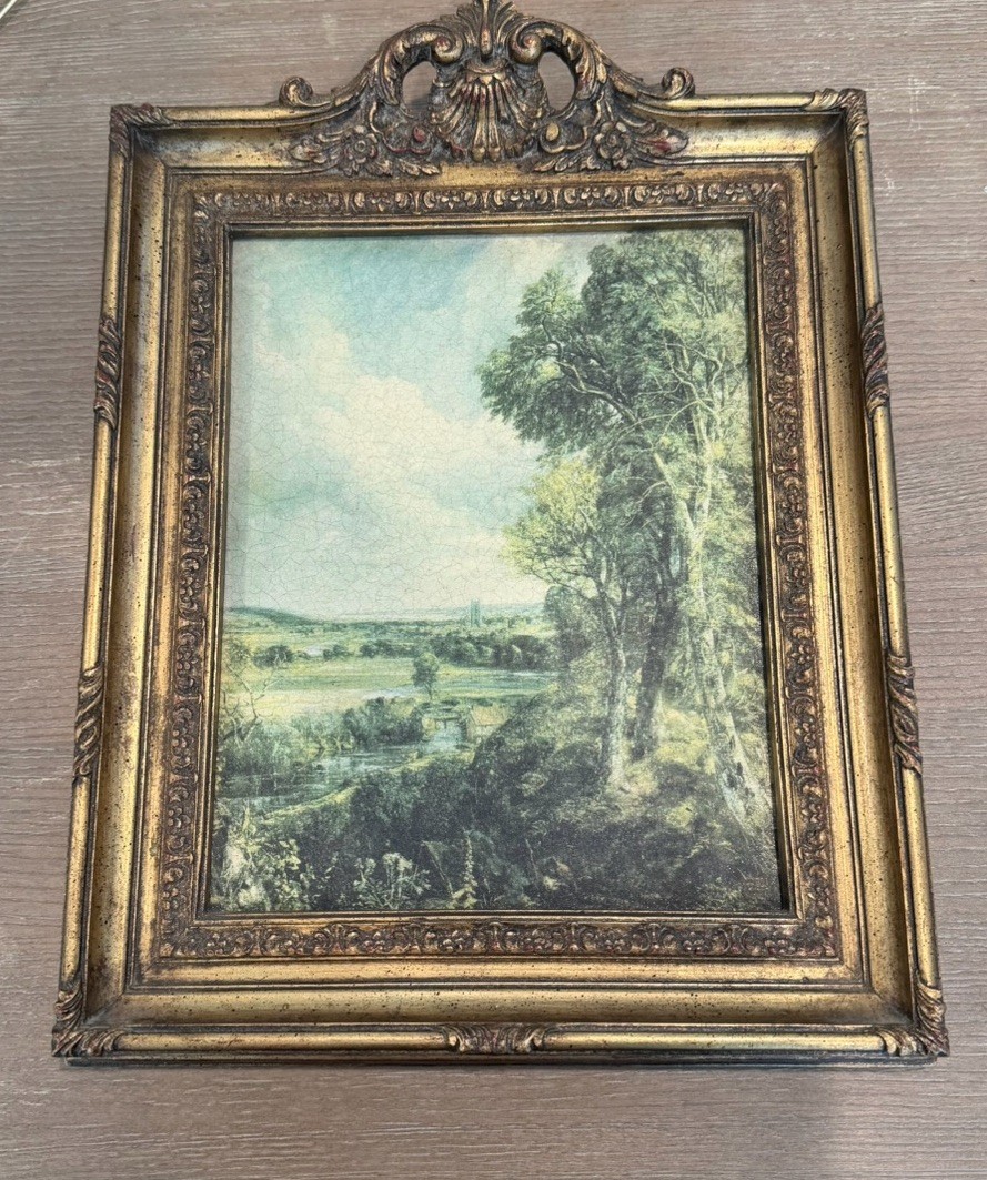 VINTAGE 70s NETTLE CREEK OIL TRANSFER ON CANVAS REPRODUCTION PAINTING FRAMED