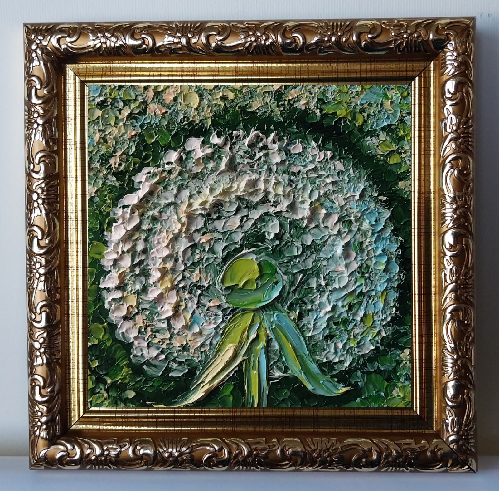 Framed Fluffy Dandelion Wildflowers Art 4×4 inch Impasto Oil Painting Original