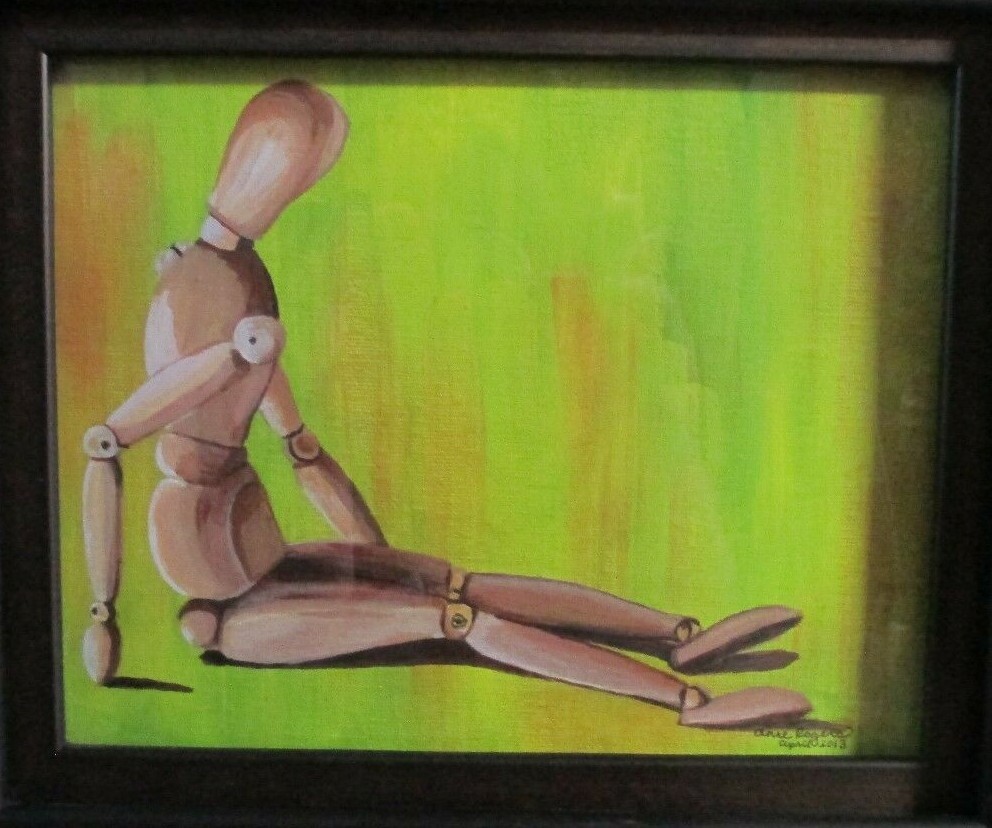 Original Acrylic/Canvas Board Signed Titled, «Solitude» Mannequin Painting