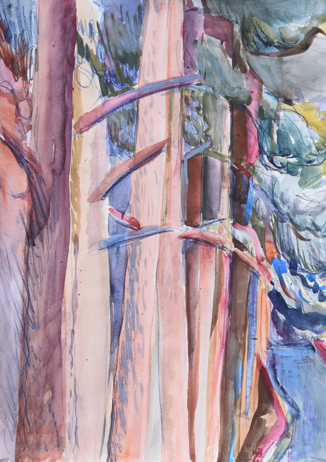 Peter Berndt 1937-2021 Berlin / Aquarell 1988 «Märkischer Kiefernwald» Havel
