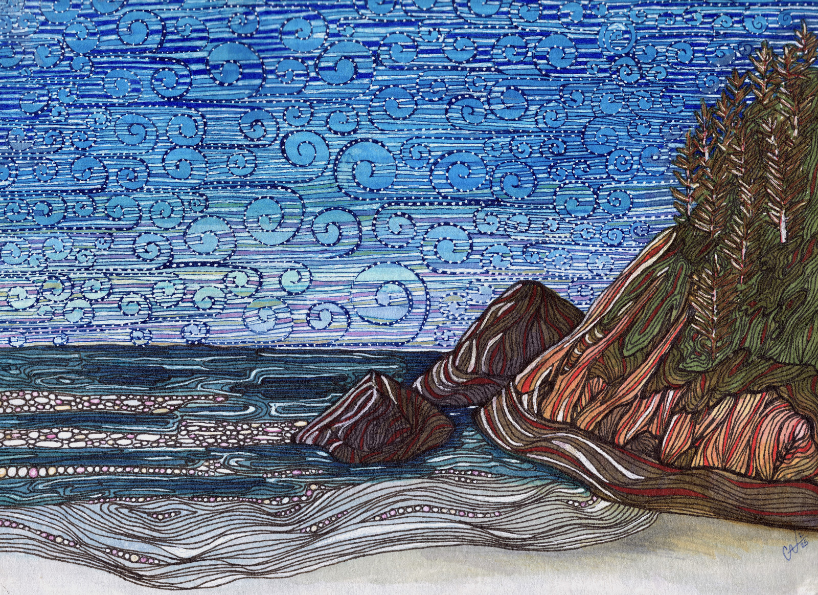 Sunrise at Indian Beach – Original Art by C. Autumn Trapp 9″ x 12″