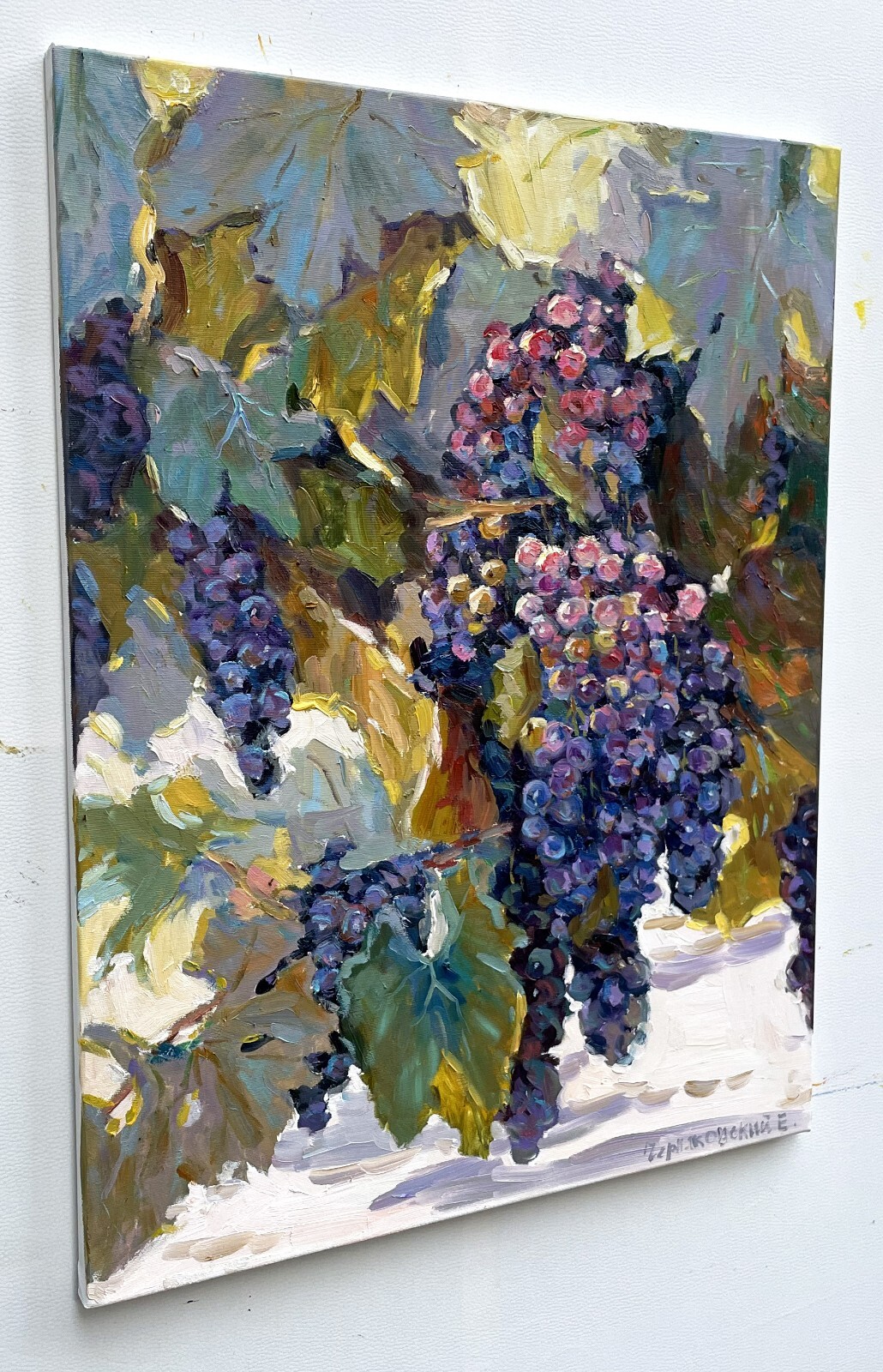 Grapes painting IMPRESSIONISM Original Oil on canvas by E. Chernyakovsky