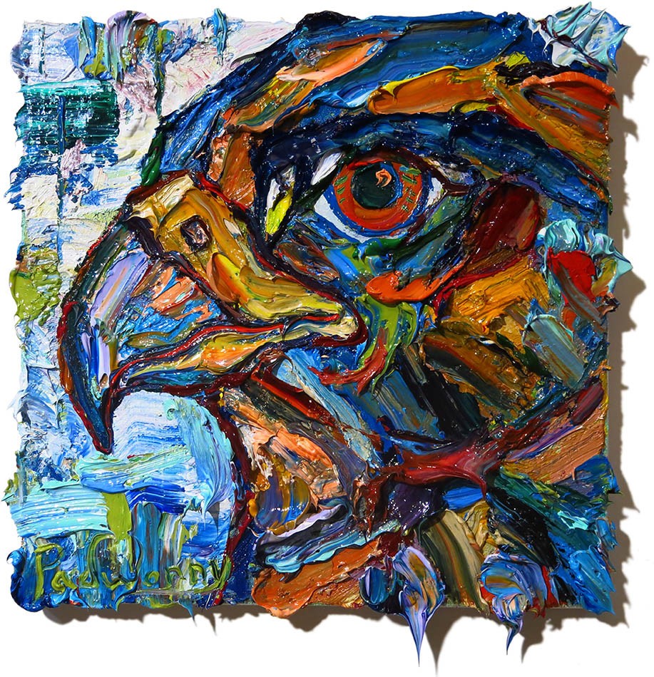 Original Bird Oil Painting Animal Pet Portrait Art Signed Modern Canvas 12×12 Nr