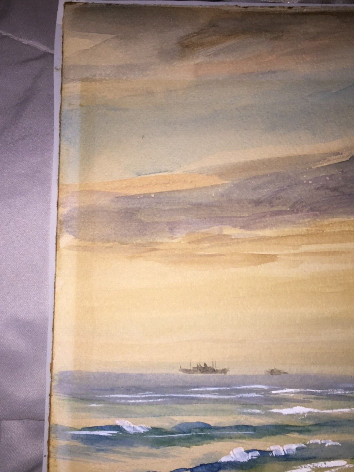 Signed A. Klein Original Watercolor Seaside Church Lighthouse Seascape Set of 2