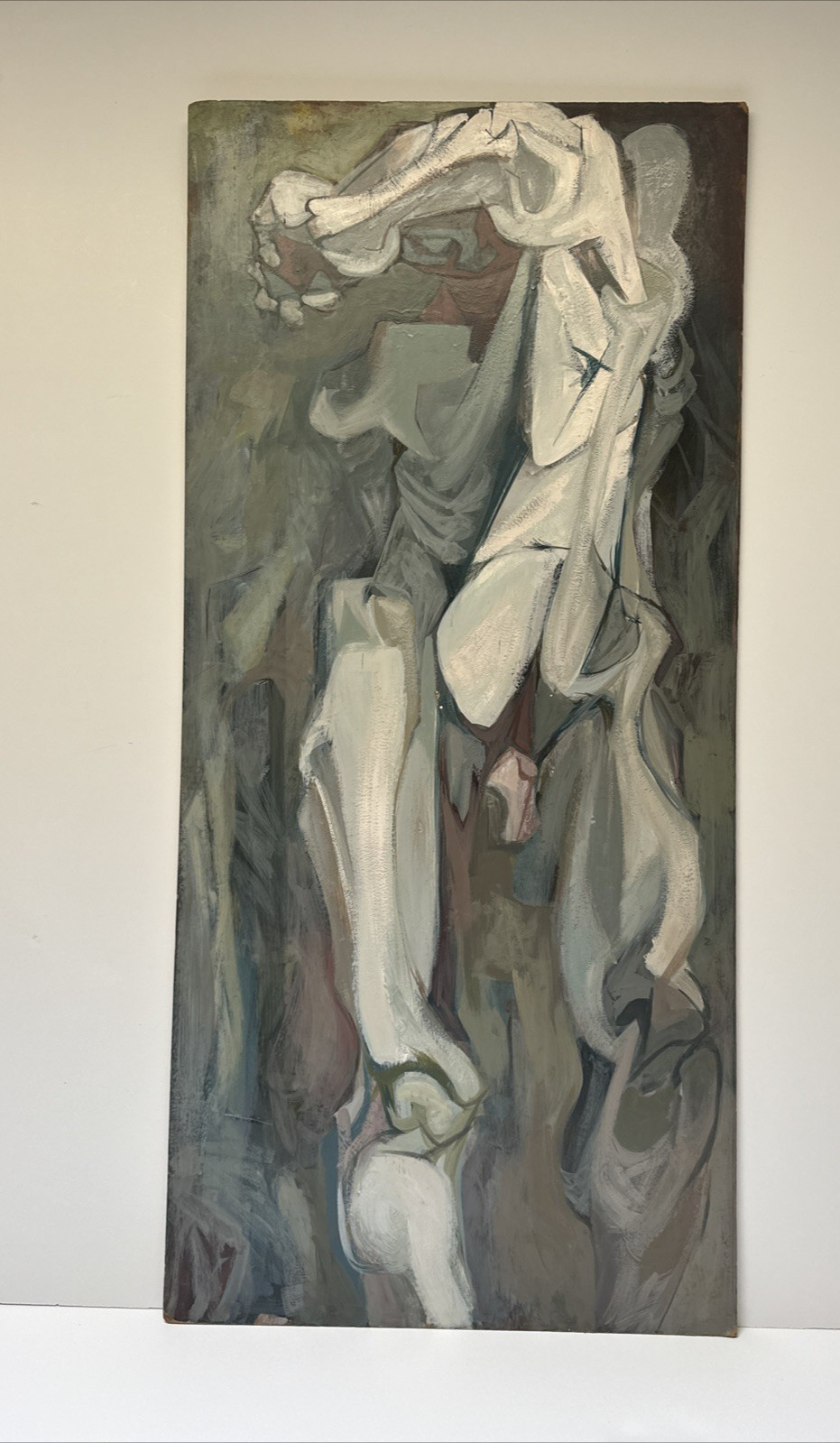 LARGE MID CENTURY PAINTING ABSTRACT CUBIST EXPRESSIONIST PORTRAIT MODERNIST OIL