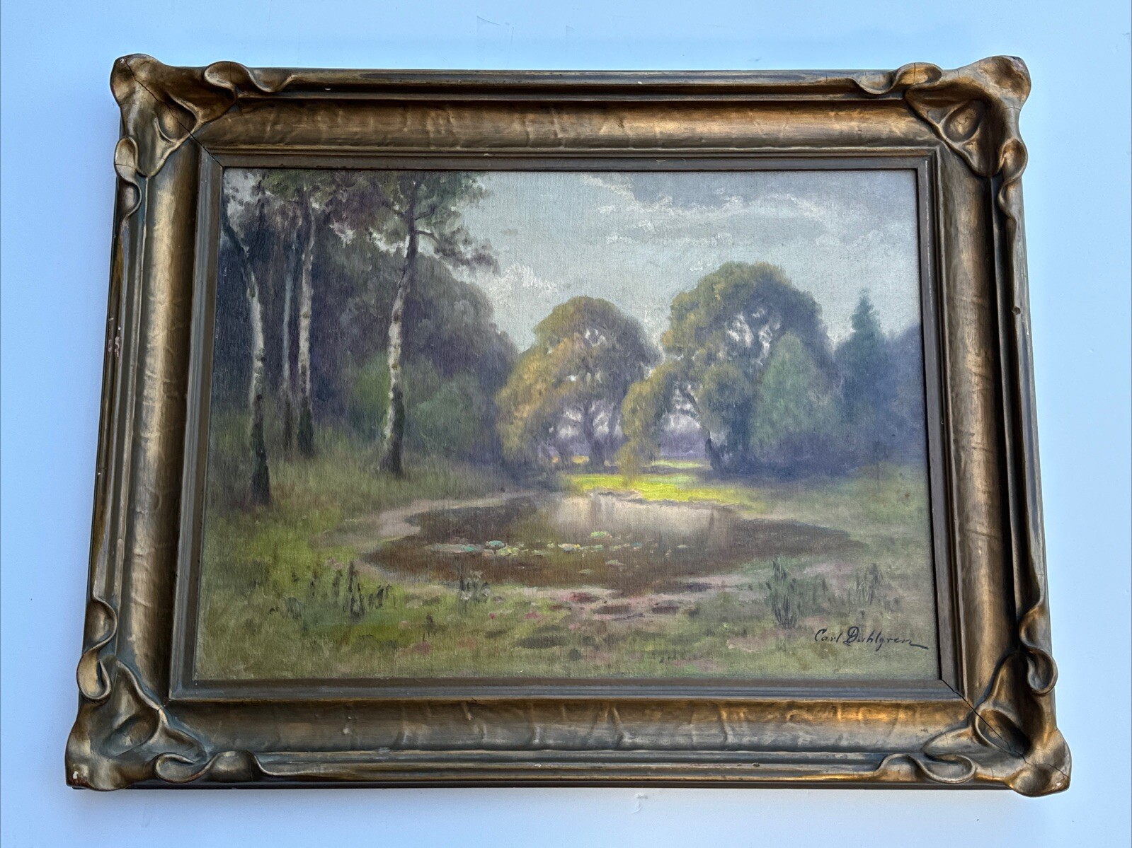 ANTIQUE EARLY CALIFORNIA LANDSCAPE PAINTING 1910 CARL DAHLGREN LISTED FAMOUS OIL