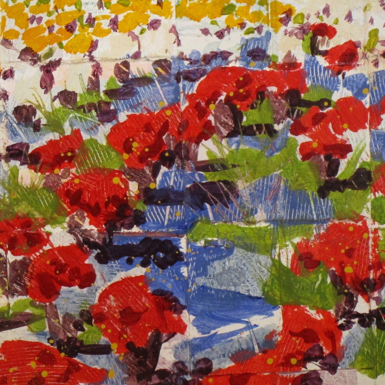 Larry Lerew OOAK contemporary original landscape signed mums floral painting COA