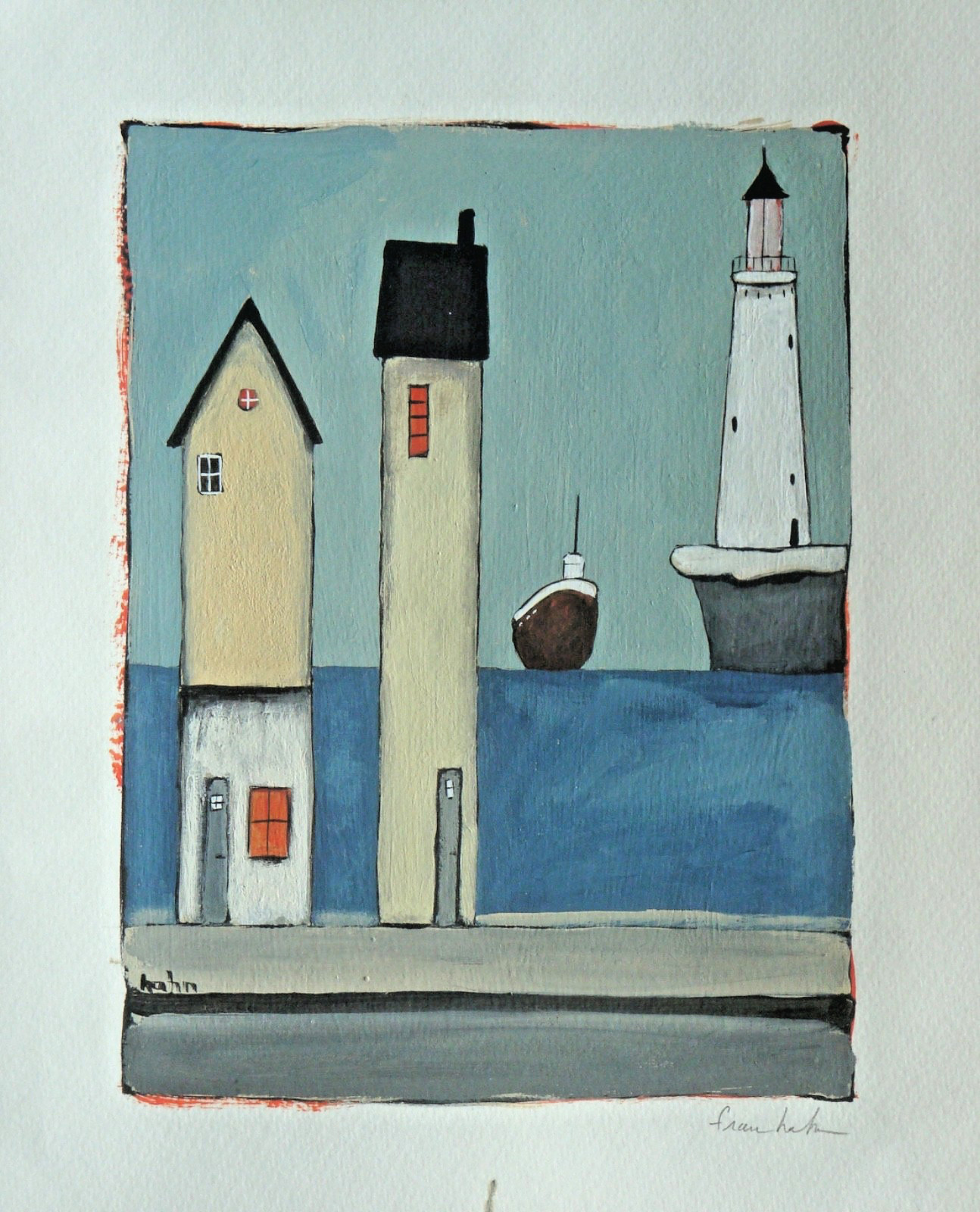 Original art 6×8 Hand Painted on Water color paper 8x10in -fran hahn