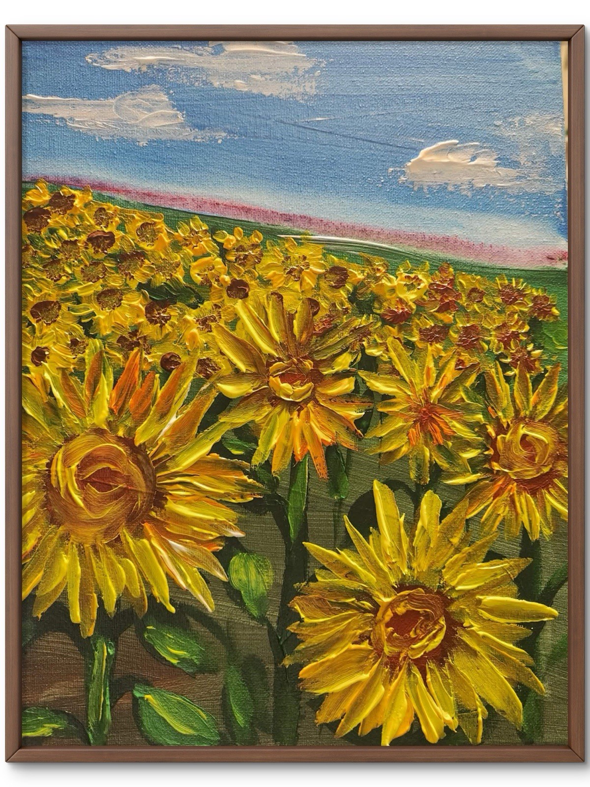 Abstract Sunflower Impressionistic Modern Original Wall Art 14X11 Canvas Acrylic