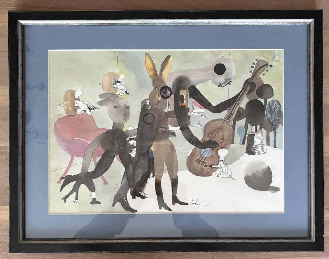 Blair Thornley Original Watercolor Painting – Signed Artist 20×15.5 Surrealism