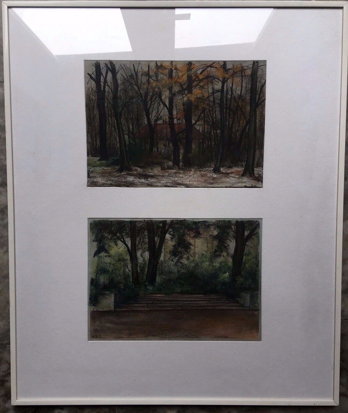Franz Ehmke Signed Pastel Painting Autumn at Liepnitzsee Brandenburg Nature