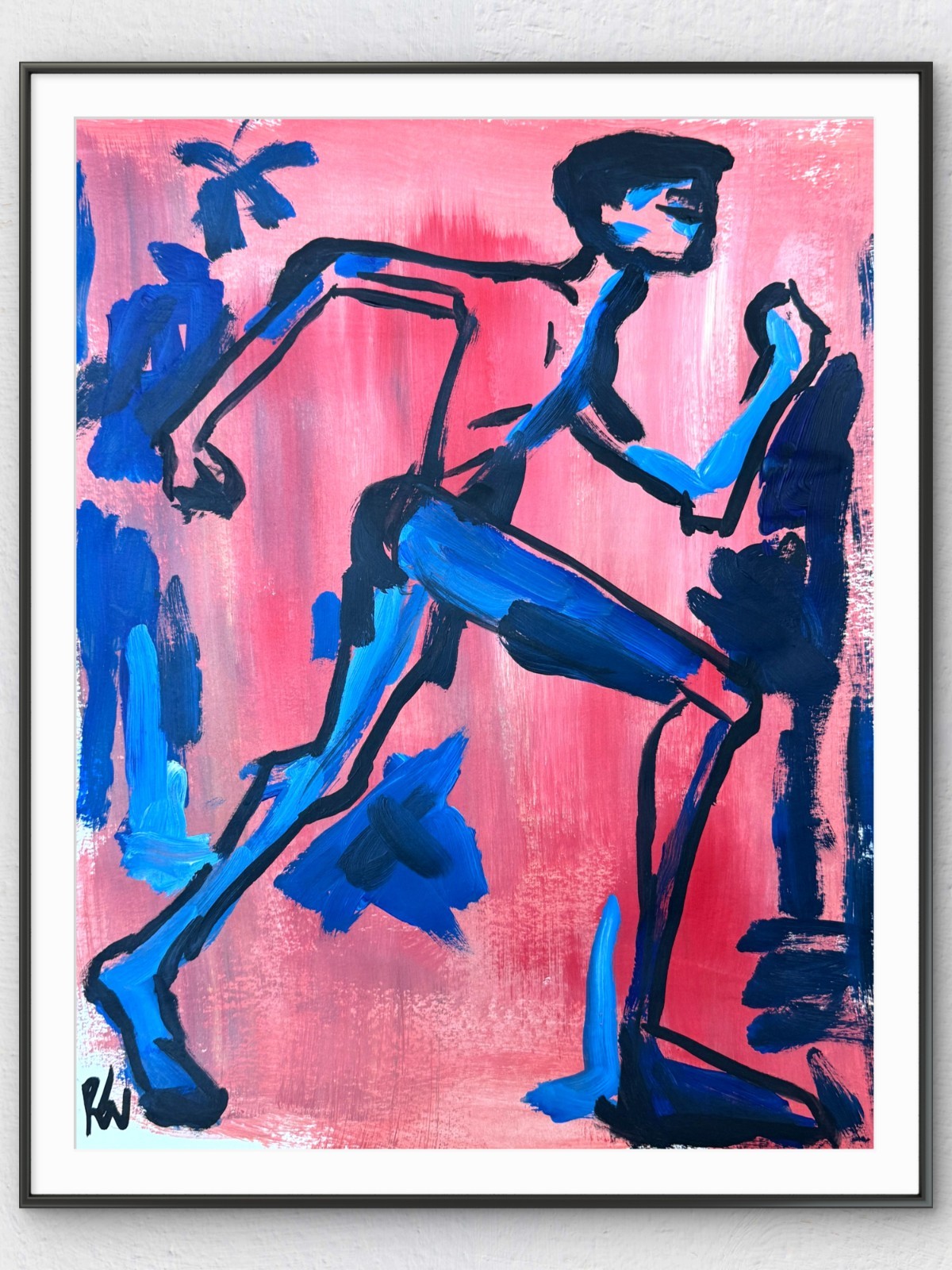 Original 11×14 Expressionist Hand Painted Signed Acrylic Paper Art Miami Maratho