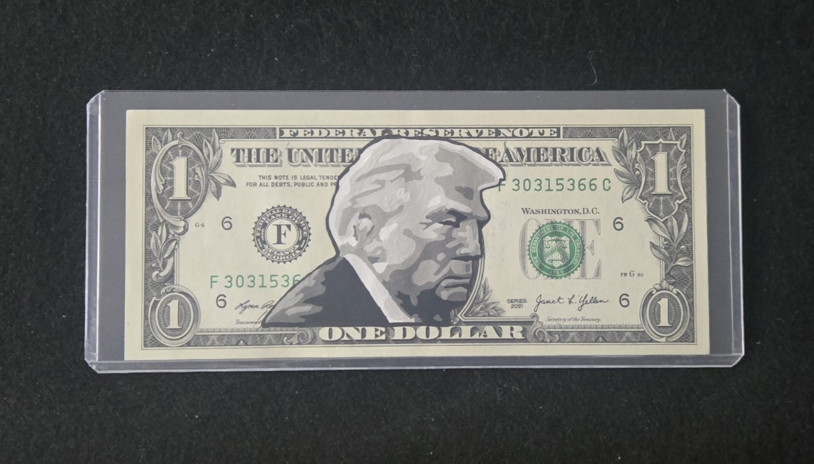 DONALDTRUMP. POTUS. Hand Painted. New Bank Note. Real USD Dollar Bill. COA