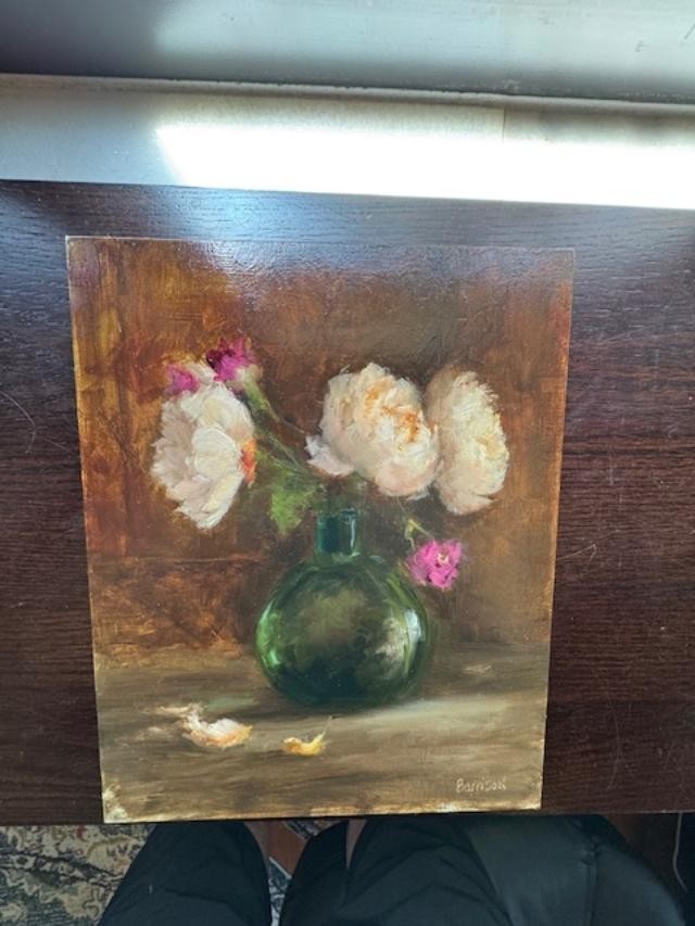 FLOWERS WITH VASE OIL Painting Art Floral Still Life 8X10
