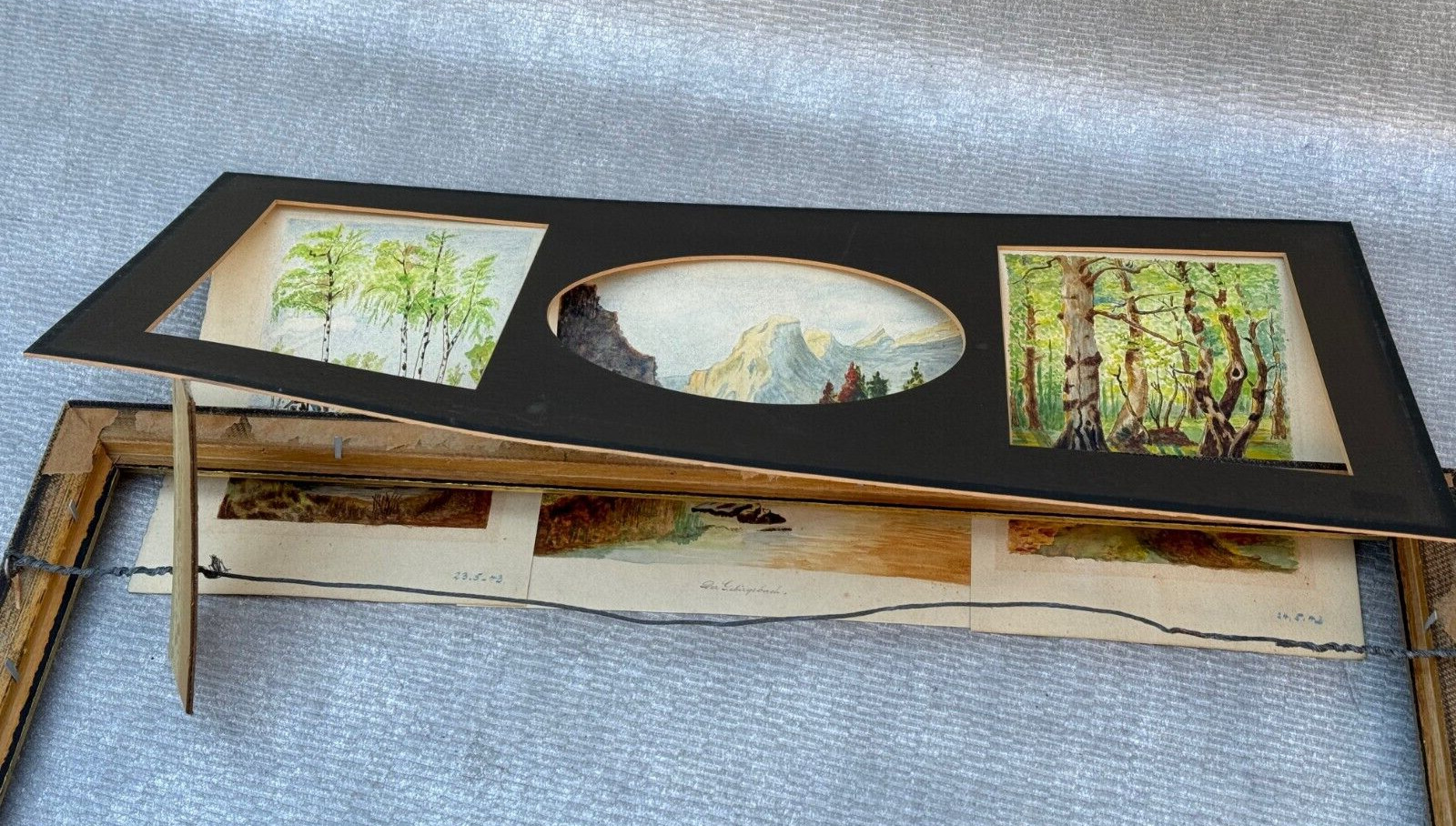 3 VINTAGE ORIGINAL GERMAN WATERCOLOR LANDSCAPE PAINTING WORLD WAR II ERA GERMANY