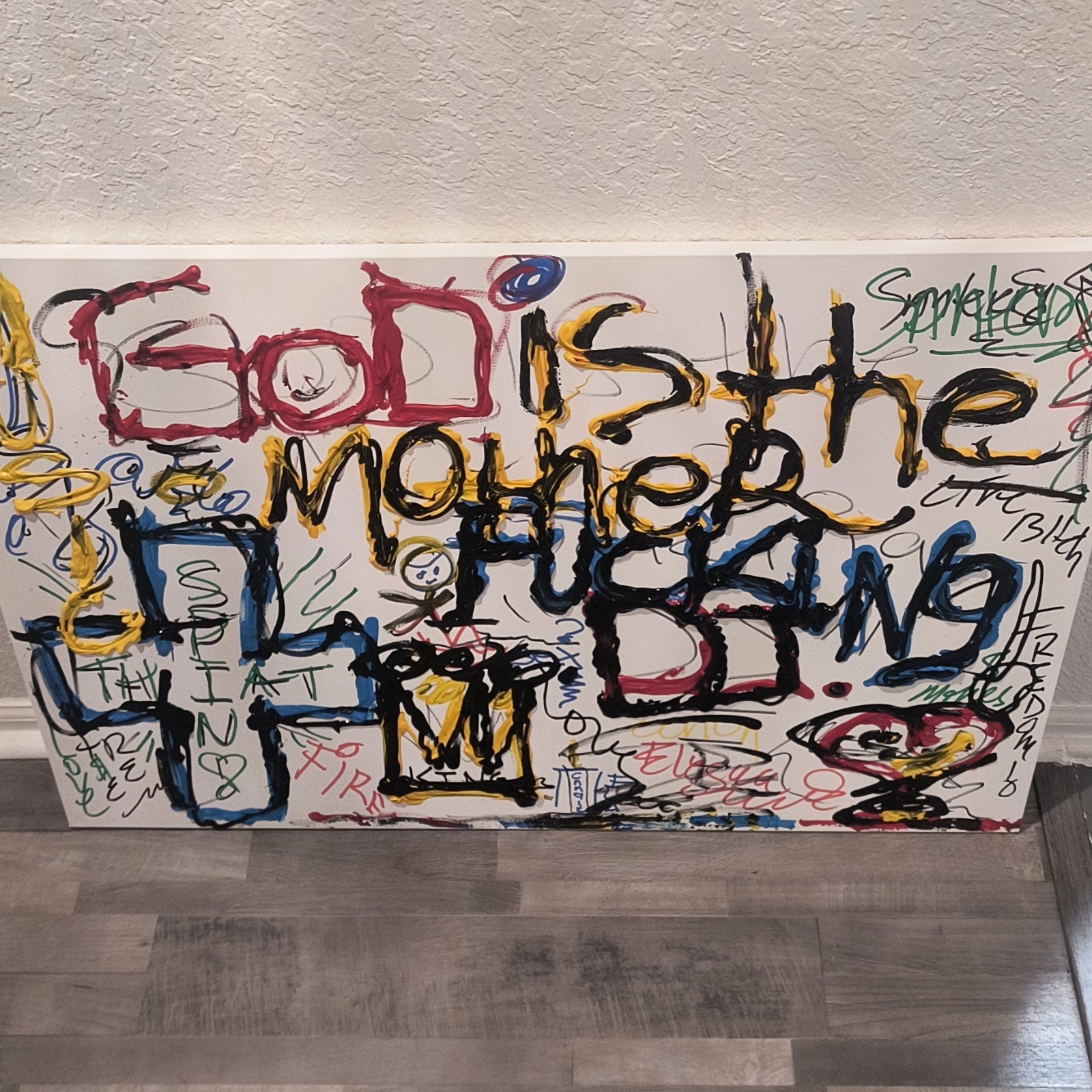 God is the, DJ,by Trey Coppland Abstract Graffiti Acrylic Painting, Signed