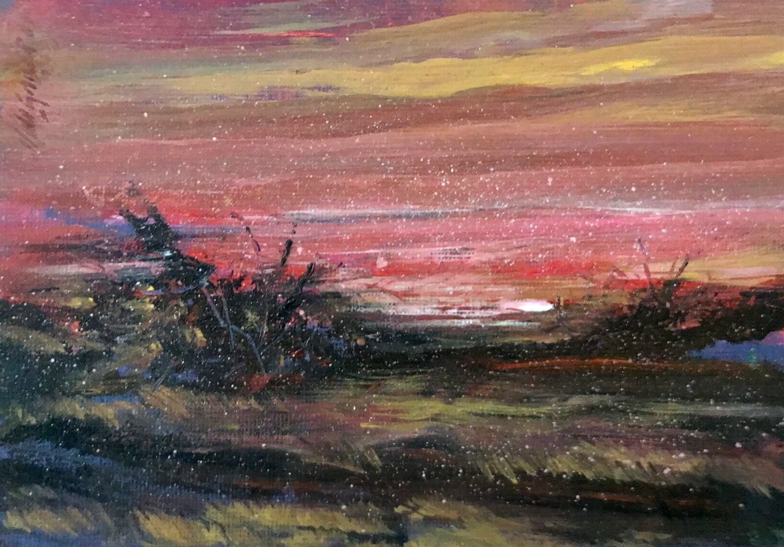 Provincetown Cape Cod Sunset 10×13 in. Acrylic on panel by Hall Groat Sr.