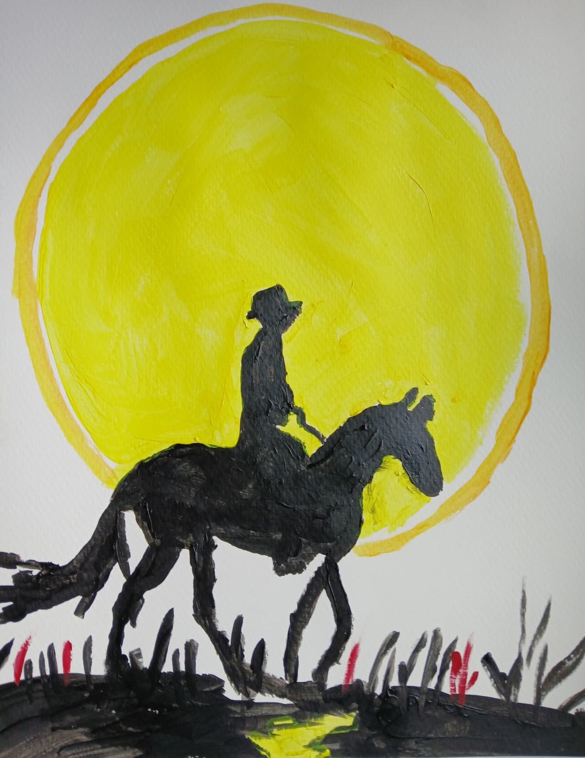 Abstract/Expressionism 11×14 Horse Sun Ride One of a Kind Street Art Painting