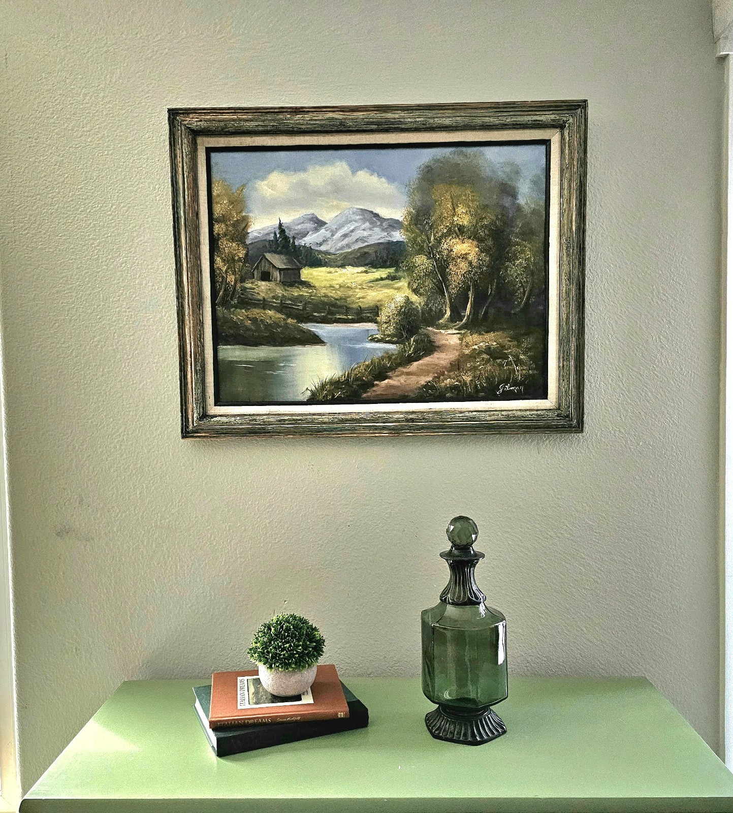Original Oil Painting Sign Gilman Vtg 18×24 Stretched, Framed 23×29 Wood Frame