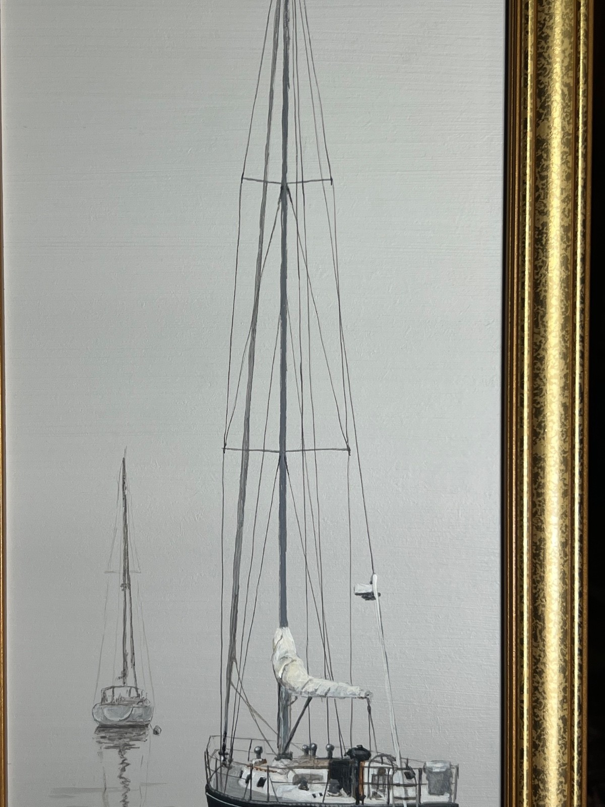 AMAZING Original Acrylic Painting Jeffrey Sabol Martime Ocean Sailboats New York
