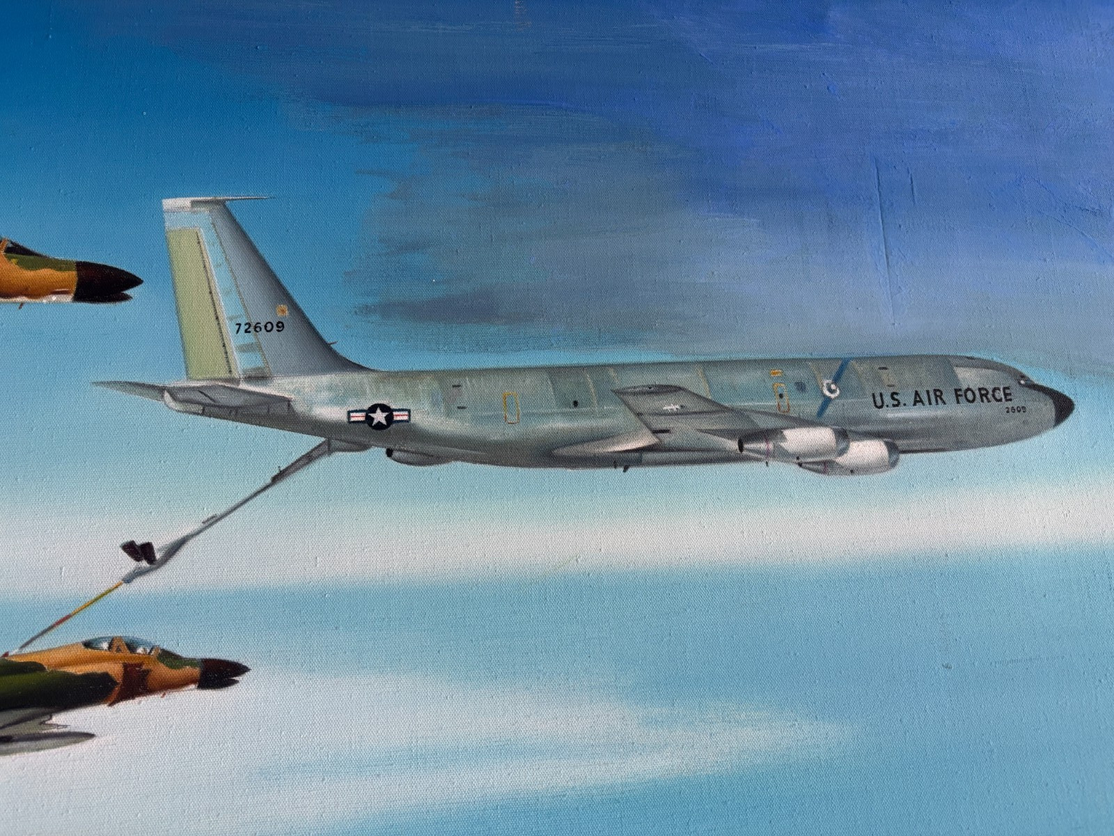 F-4 Phantom Aircraft Vietnam Refueling Original Aviation Painting – R.M. Sanchez