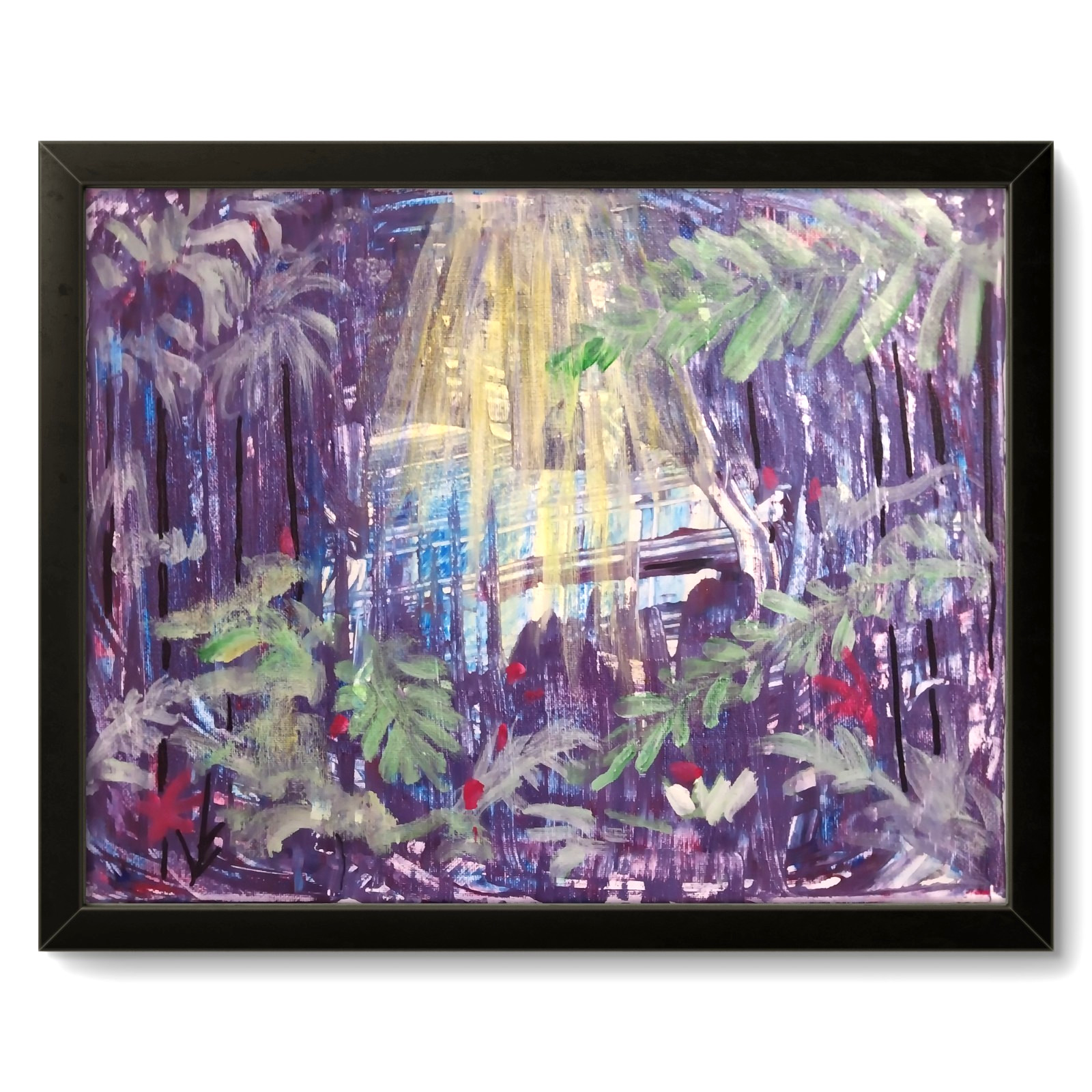 Modern Contemporary Original Signed Canvas Acrylic Jungle Trees 11×14 Wall Art