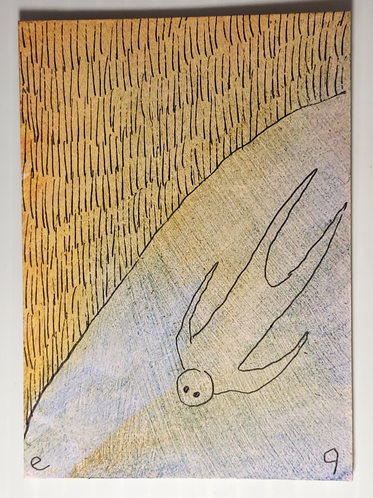 e9Art ACEO man floating outsider art brut naive