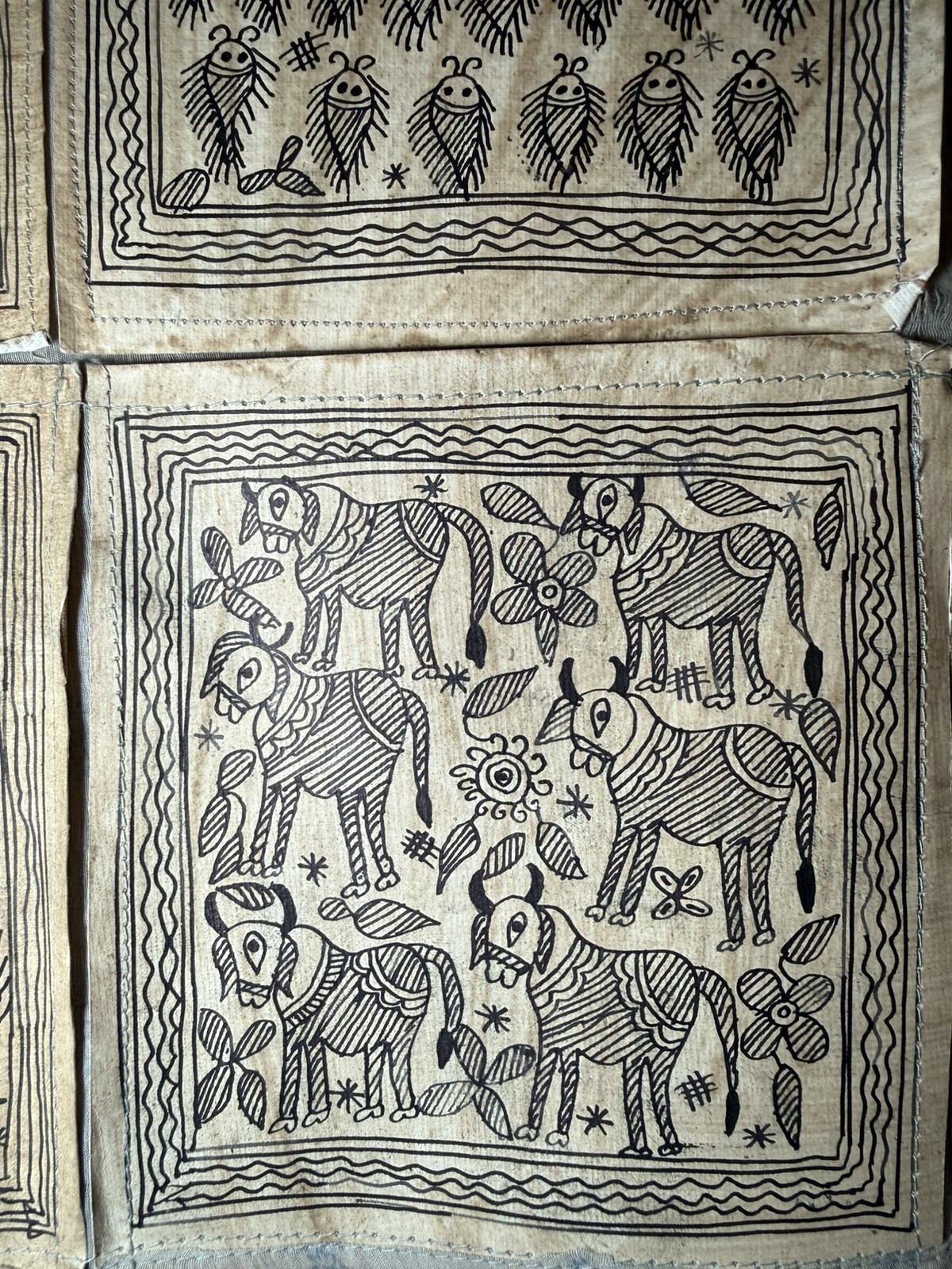 Tapestry 6FT Tala Pattachitra Engraving Handmade Indian Folk Art Boho Organic
