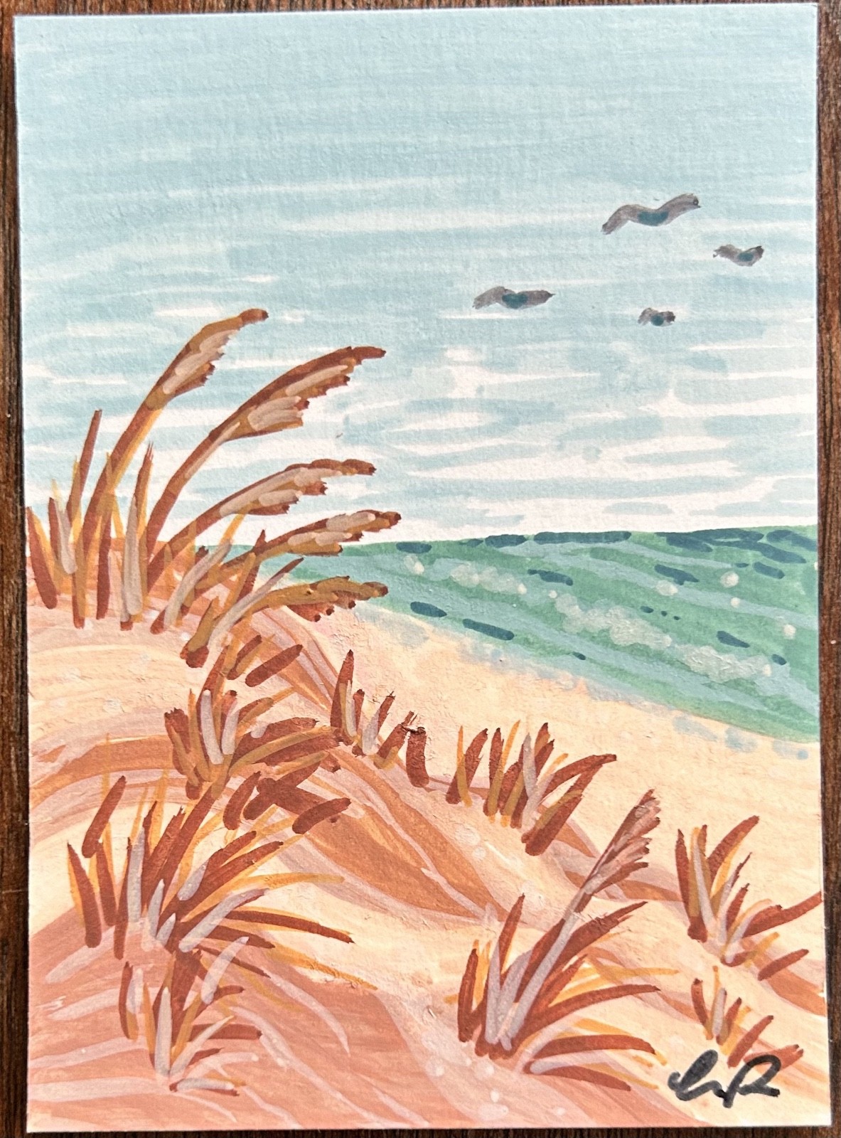 ACEO original art by Emily Beck, Pacific Northwest, Landscape, Acrylic, 2.5×3.5