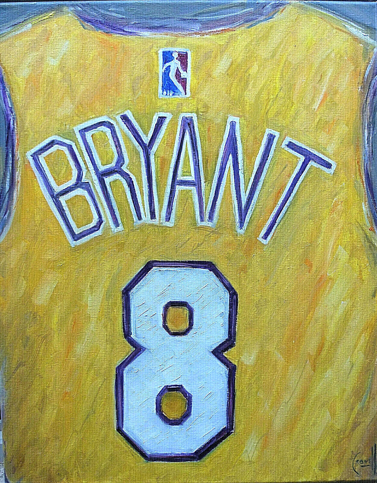 Kobe Bryant Basketball 8 JERSEY NEW oil Painting 16×20 original signed Crowell