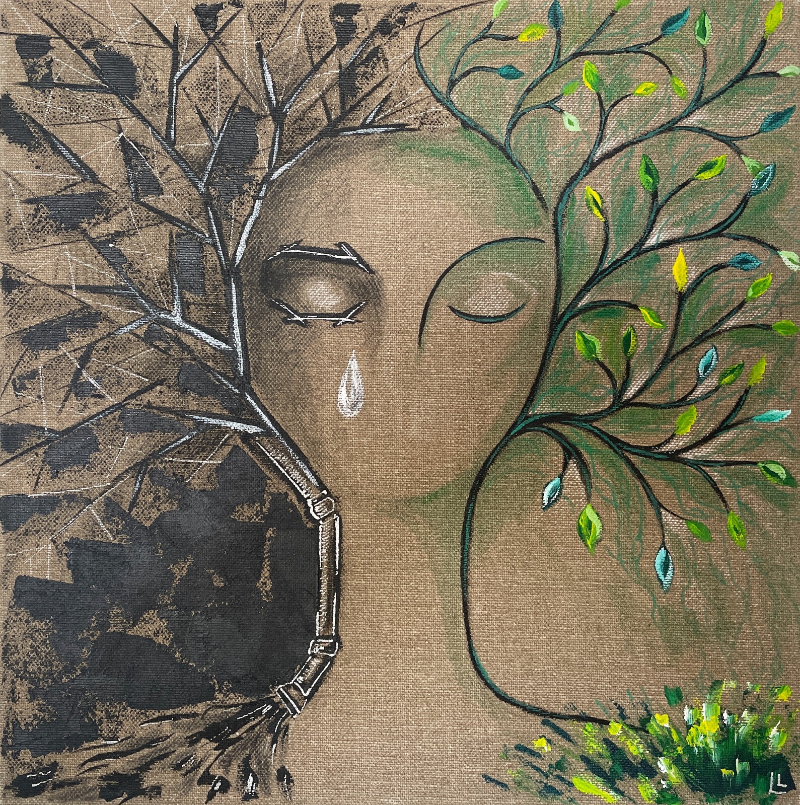 Symbolic Art, a picture about ecology, environmental pollution Art, nature image