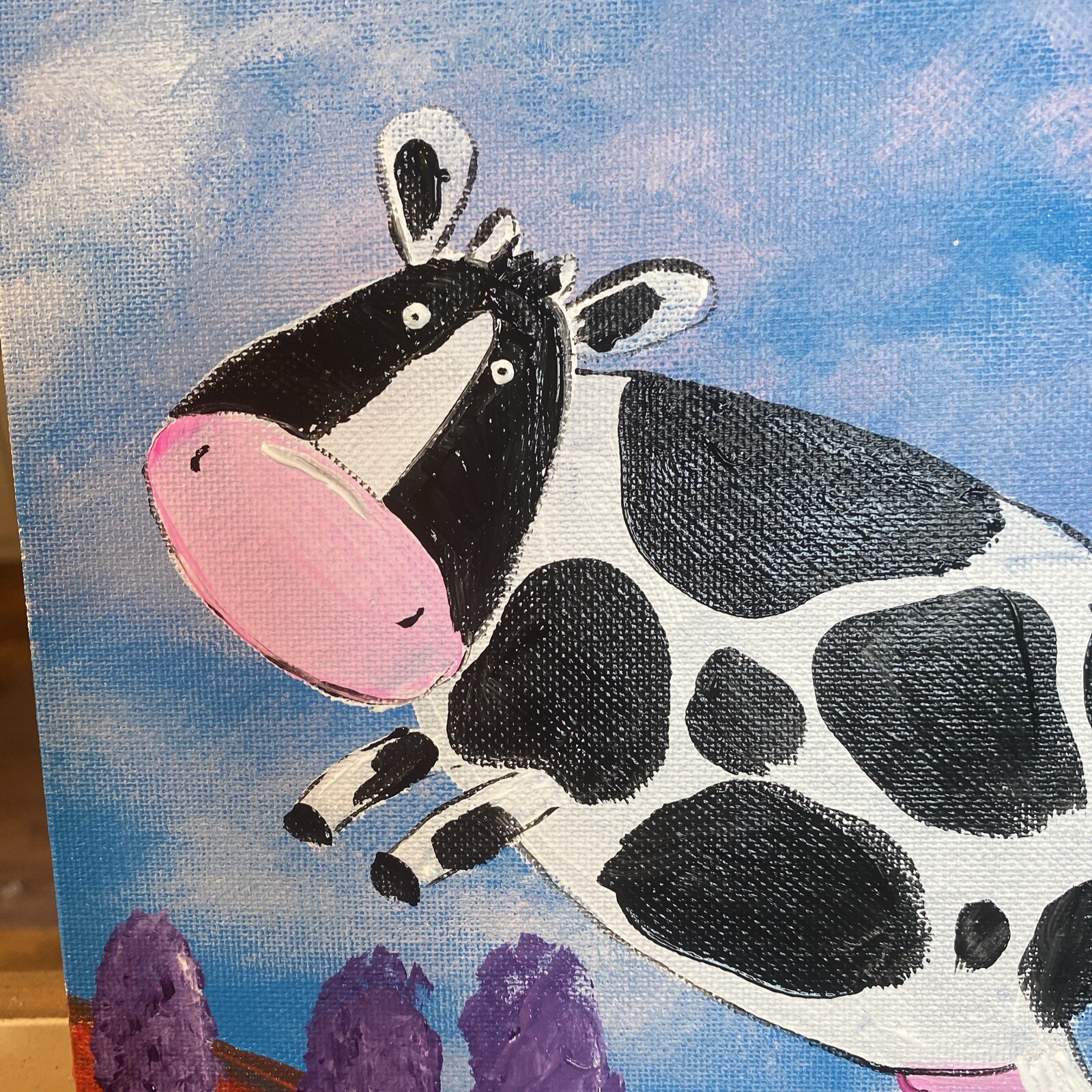 paintings on canvas Panel original 8/10, gift, Abstract Cow