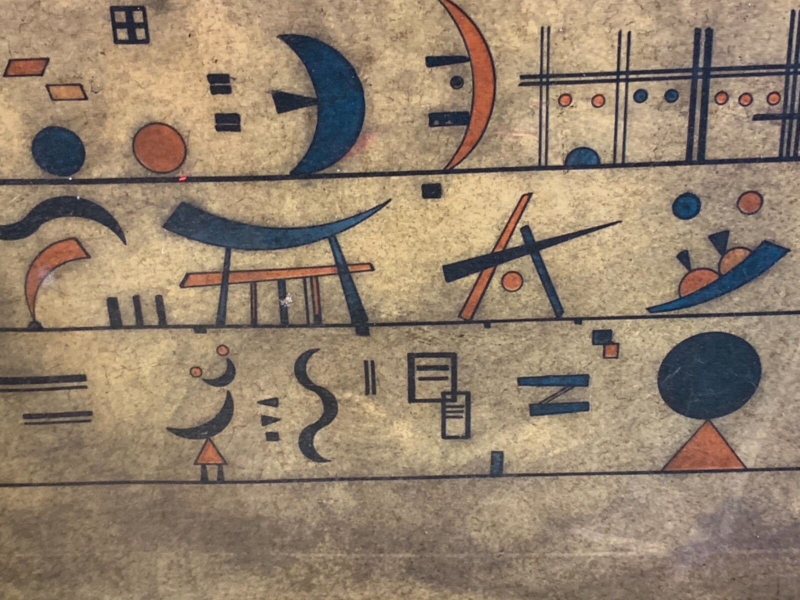 Antique “Zeichenreihen” Painting Reproduction Print After Wassily Kandinsky