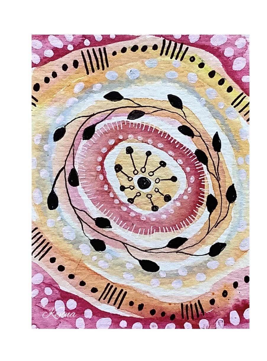 ACEO Abstract By Kenna Painting Original Art 2.5” X 3.5” Signed ÀTC