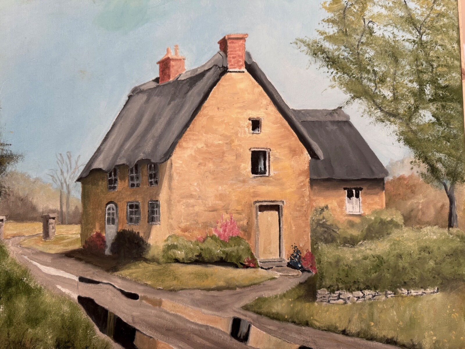 Cottage after the rain on 16 x 20″ canvas by R.W.Weiss WY