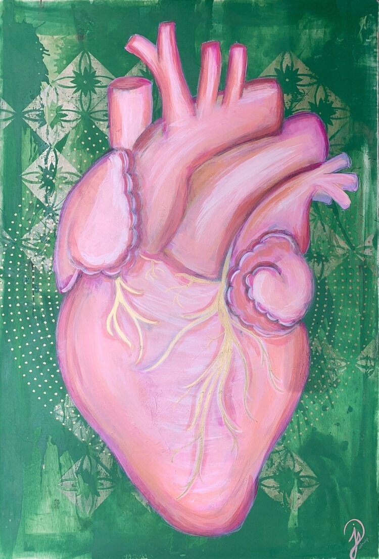Original painting, Anatomical Heart with Mandala – Trust