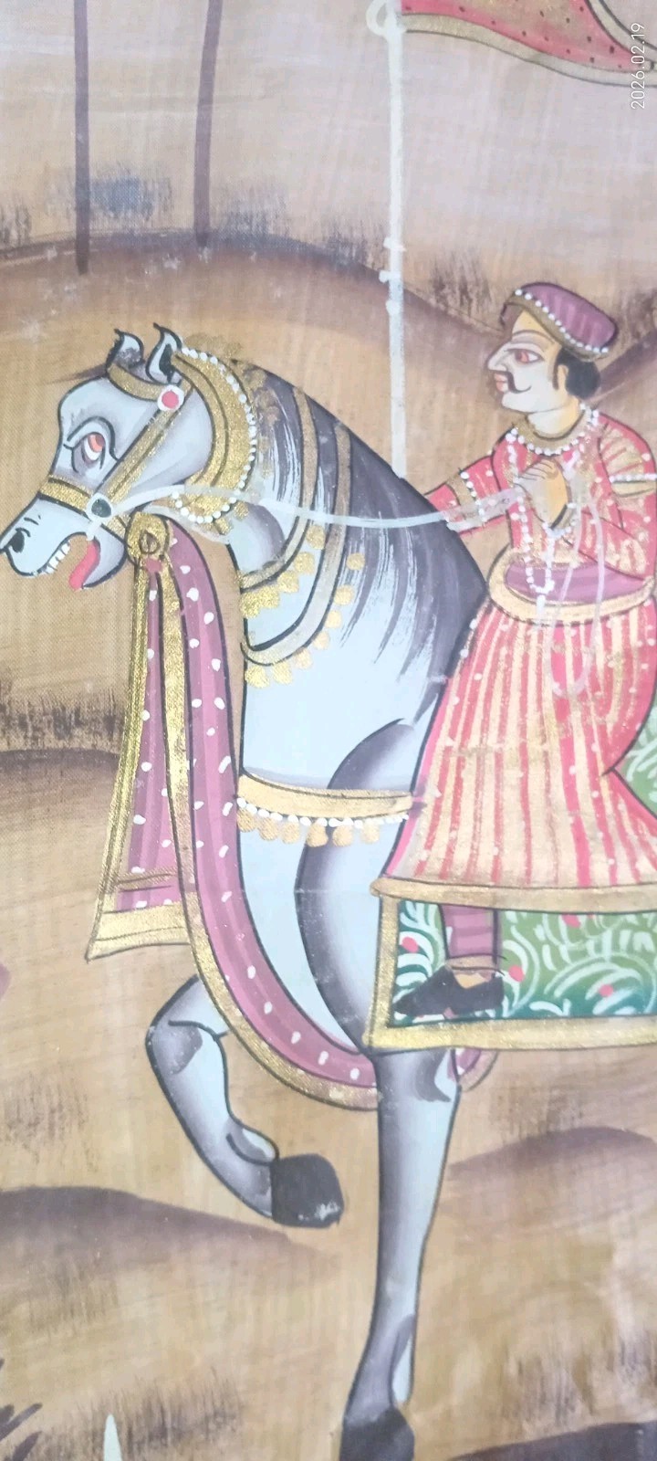 FABULOUS India Indian Folk Art PICHWAI PAINTING on Fabric Textile Silk? ESTATE