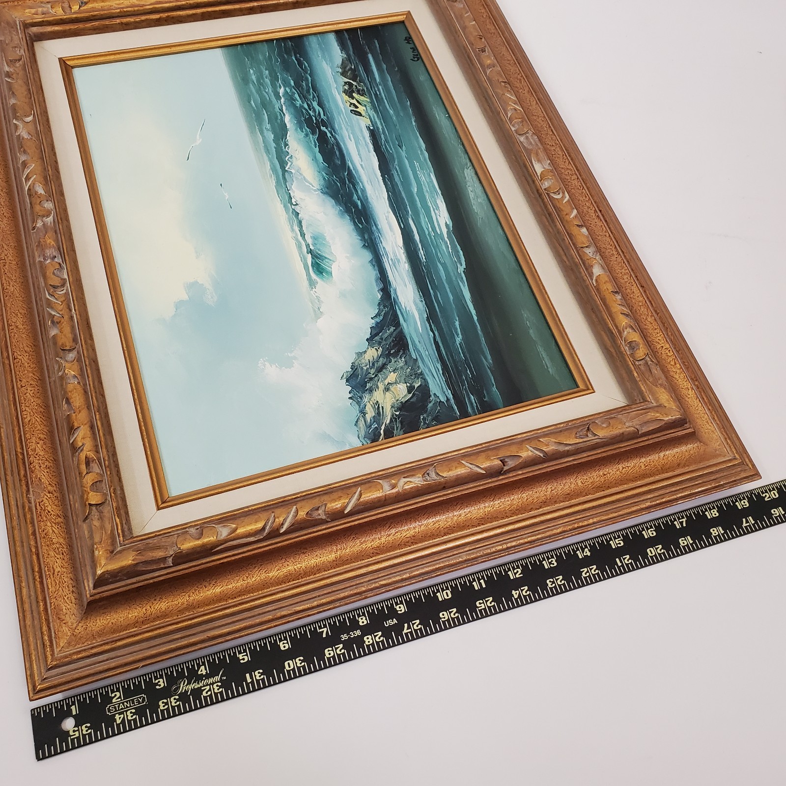 VTG Gene Ho Original Oil Painting Seascape Wave Ocean Art Framed 23.5×19.5