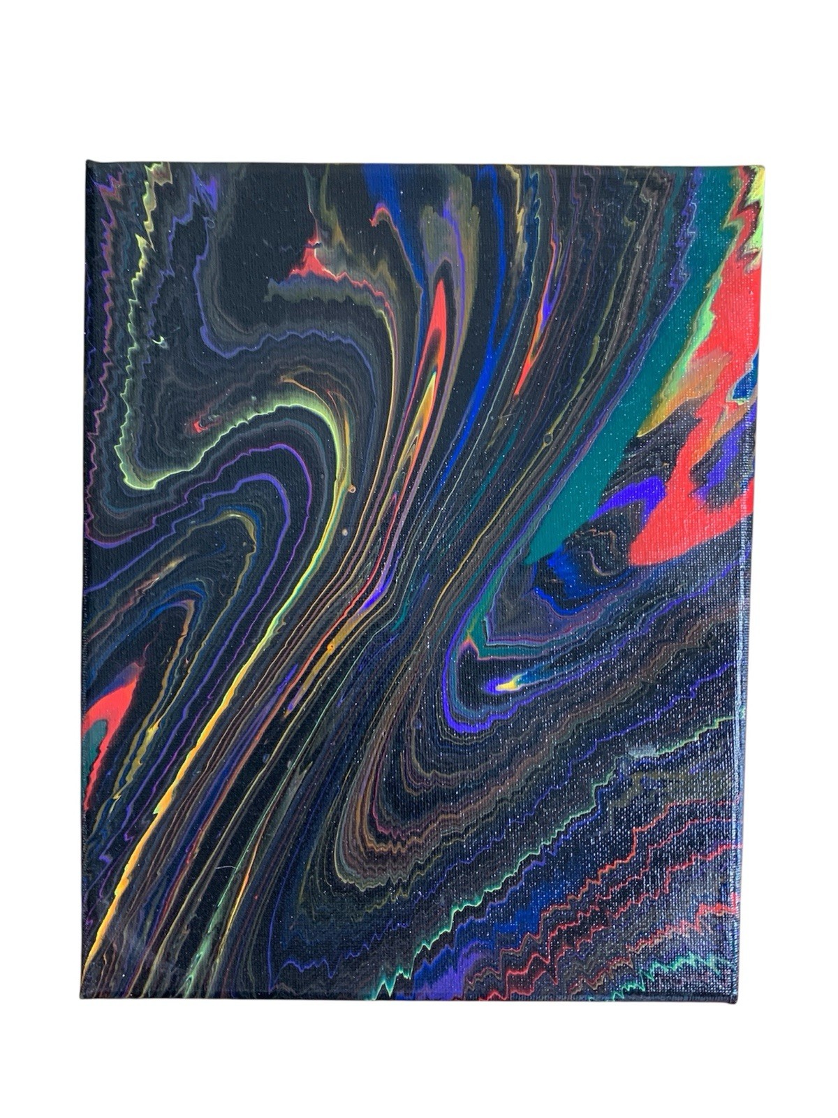 Original Fluid Abstract Drill Spin Art Acrylic Pour Painting on Canvas Signed