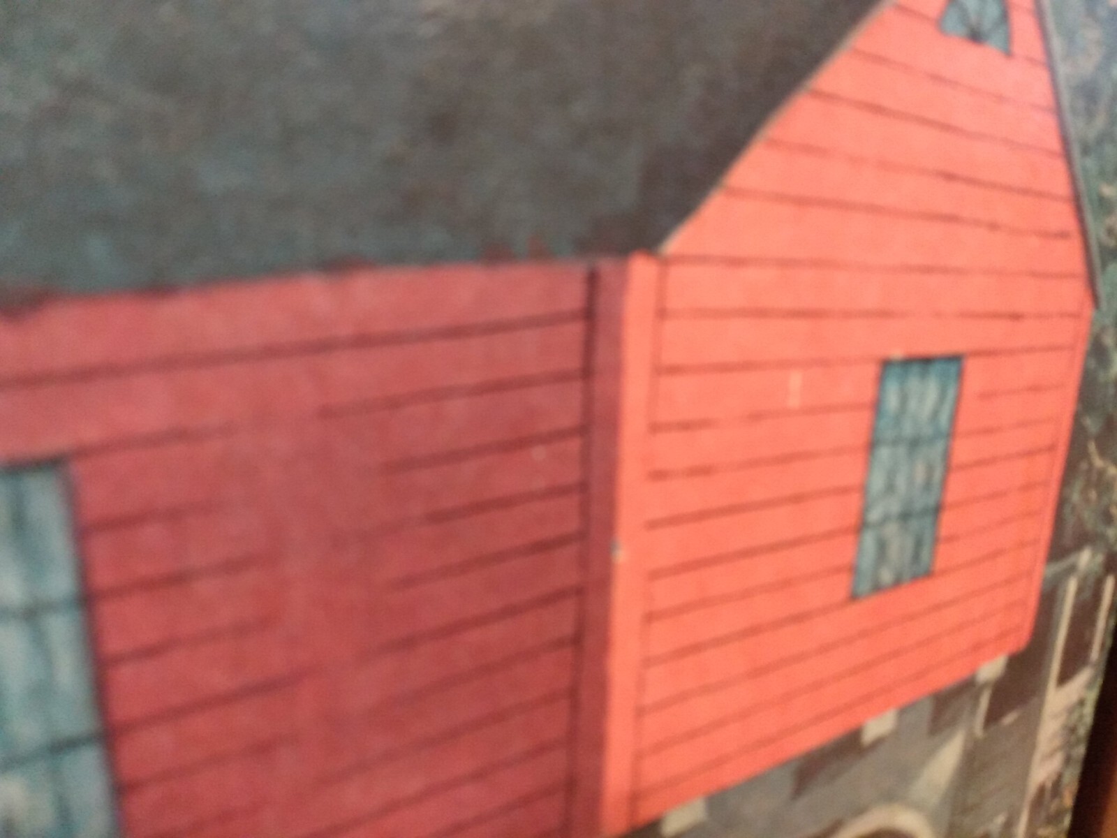 Vintage Red Watermill By E. Thomas Art Oil Painting Print No. 406 Picture